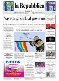 Portada de La Repubblica (Italia)