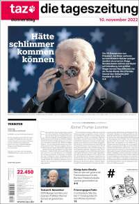 Portada de Die Tageszeitung (Allemagne)