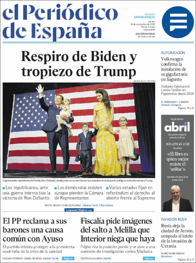 Portada de El Periódico de España (Spain)