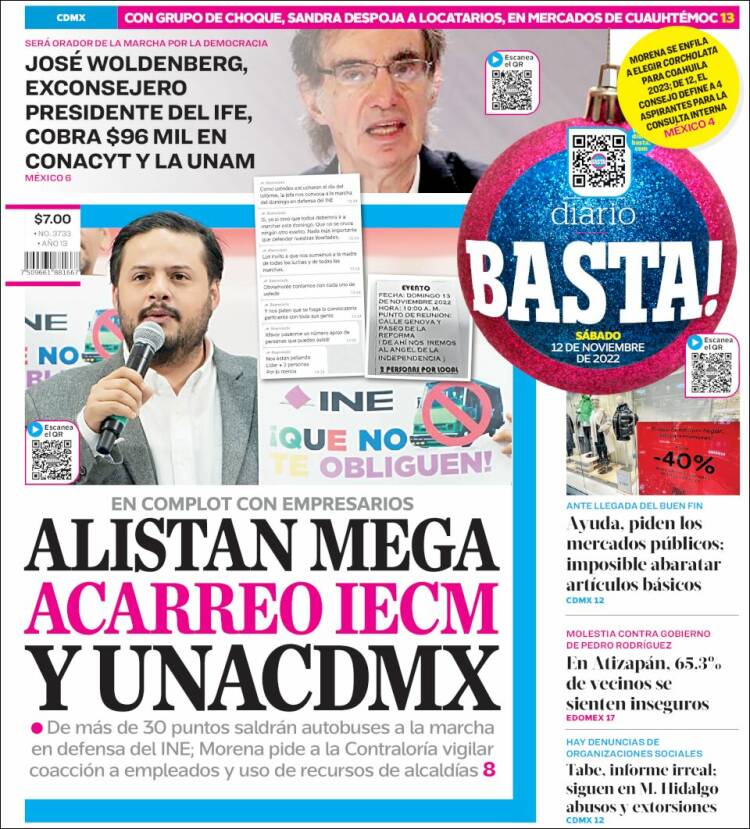 Portada de Diario Basta (México)