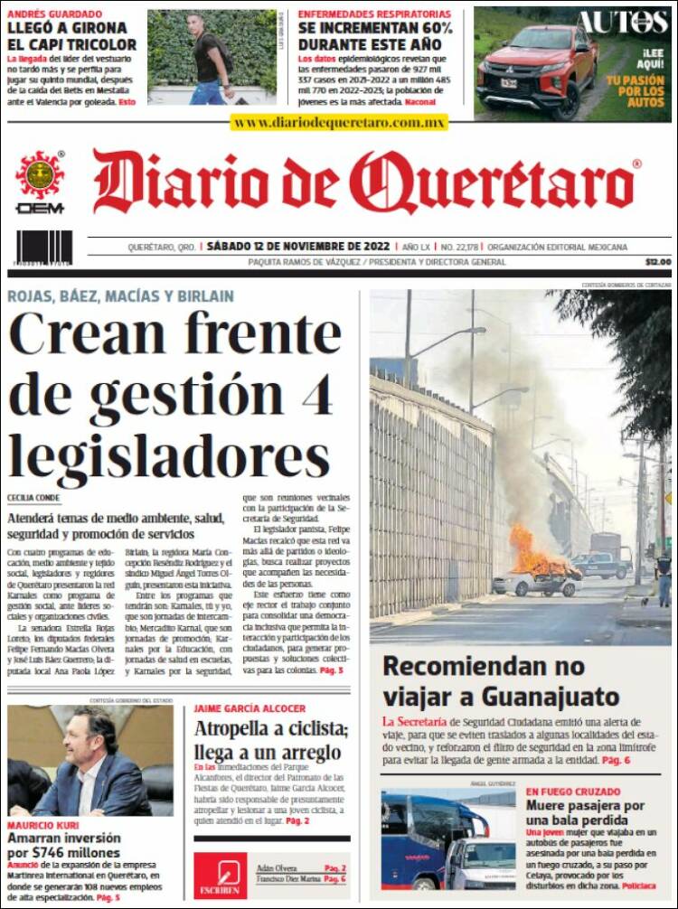 Portada de Diario de Querétaro (México)