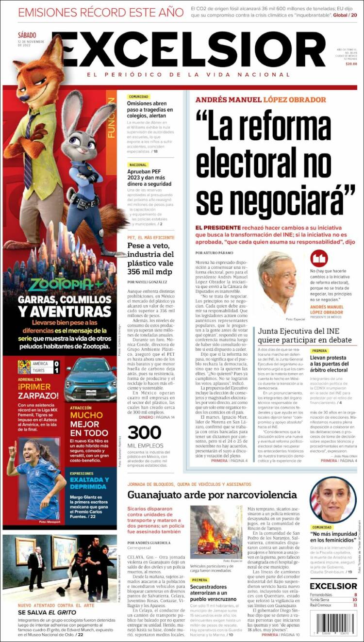 Portada de Excelsior (México)