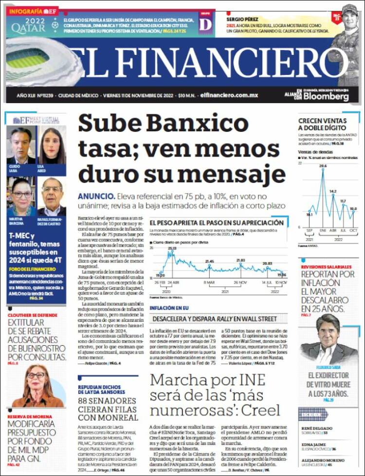 Periódico El Financiero México Periódicos de México Edición de