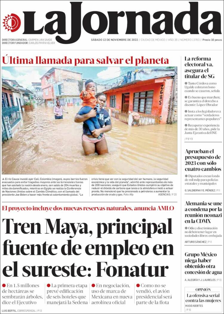 Portada de La Jornada (México)