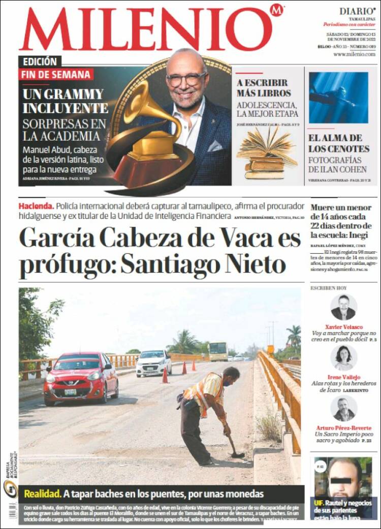 Portada de Milenio - Tamaulipas (México)
