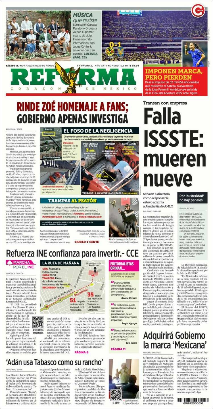 Portada de Reforma (México)