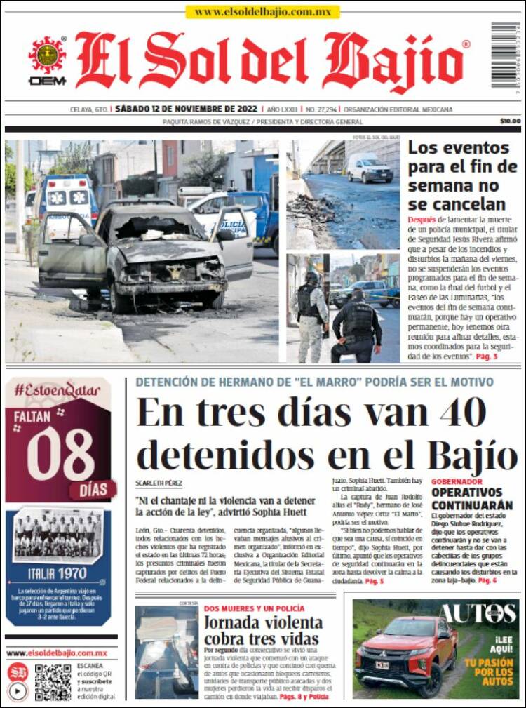 Portada de El Sol del Bajio (México)