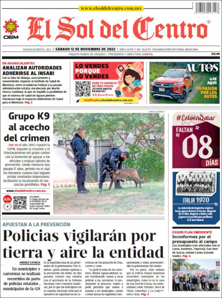 Portada de El Sol del Centro (México)