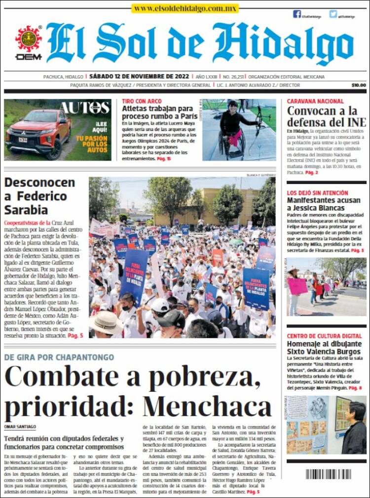 Portada de El Sol de Hidalgo (México)