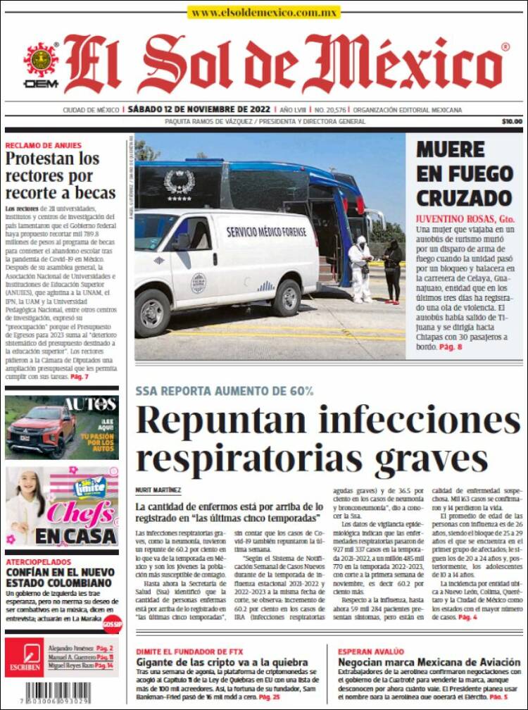 Portada de El Sol de México (México)