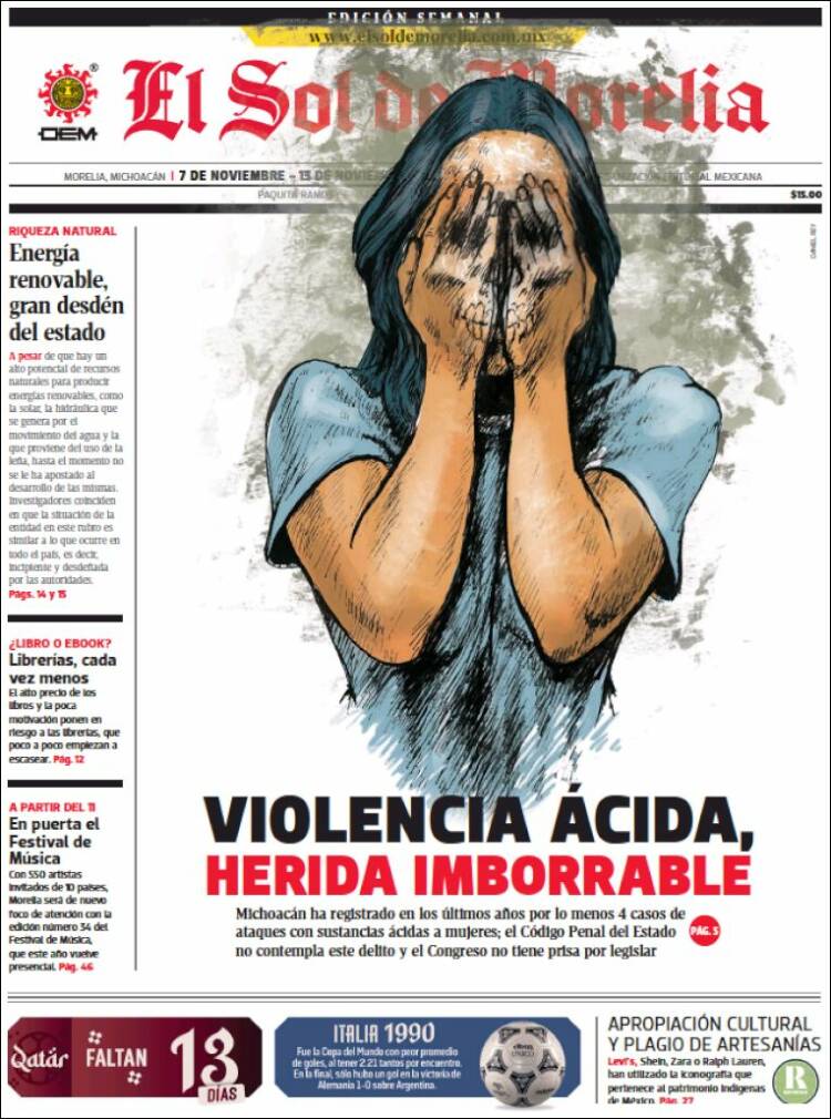 Portada de El Sol de Morelia (México)