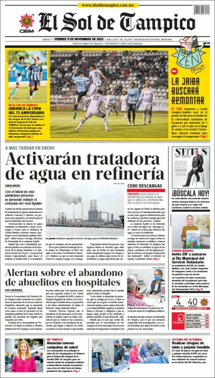 Portada de El Sol de Tampico (México)