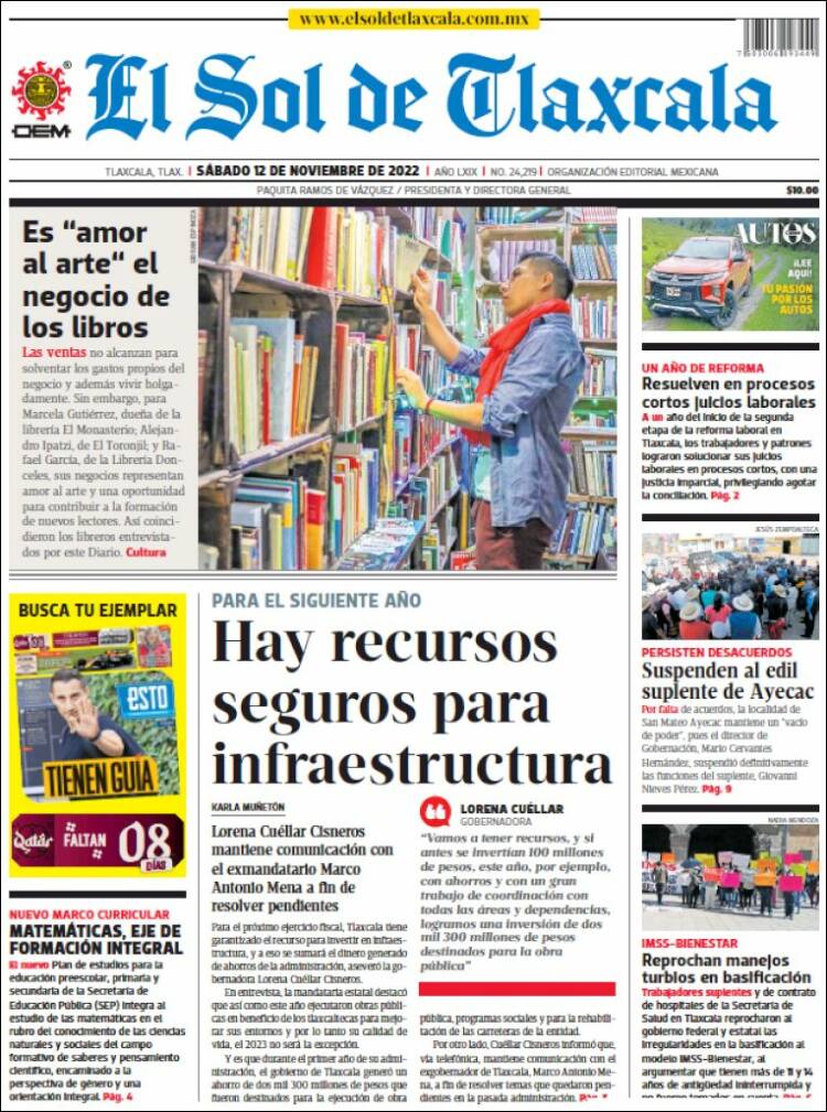 Portada de El Sol de Tlaxcala (México)