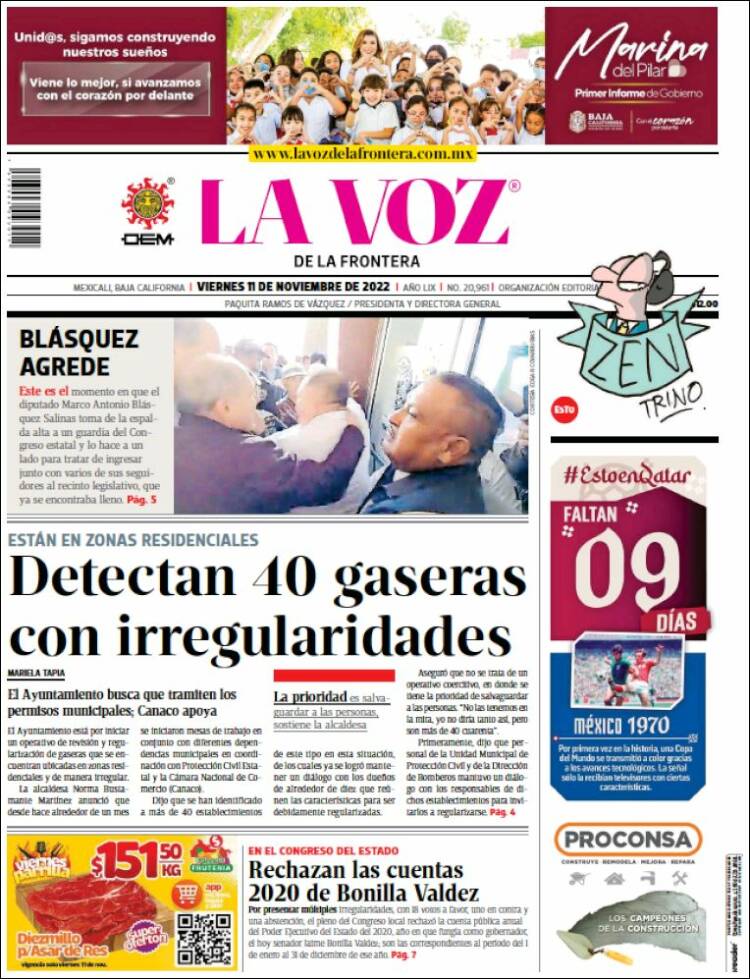 Portada de La Voz de la Frontera (México)