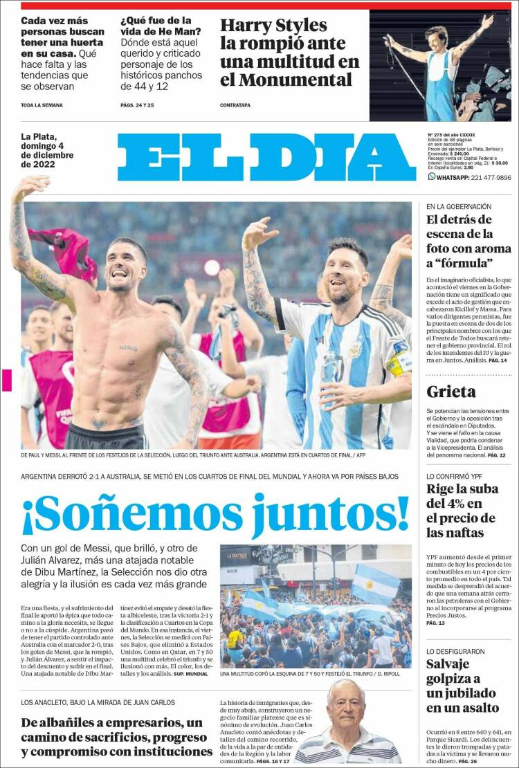 Portada de El Día de la Plata (Argentina)