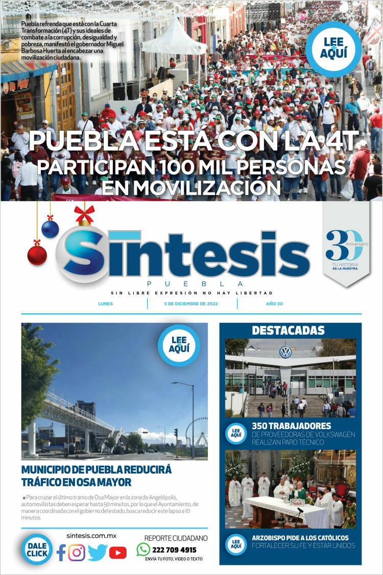 Portada de Síntesis - Puebla (México)