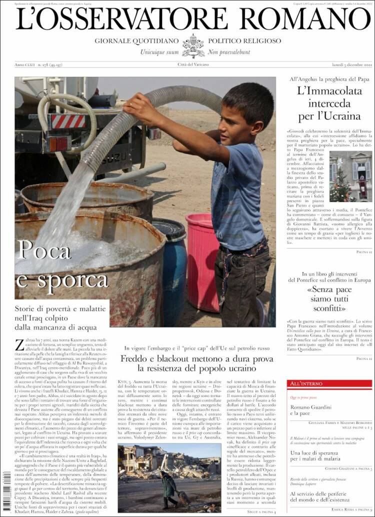Portada de L'Osservatore Romano (Italy)