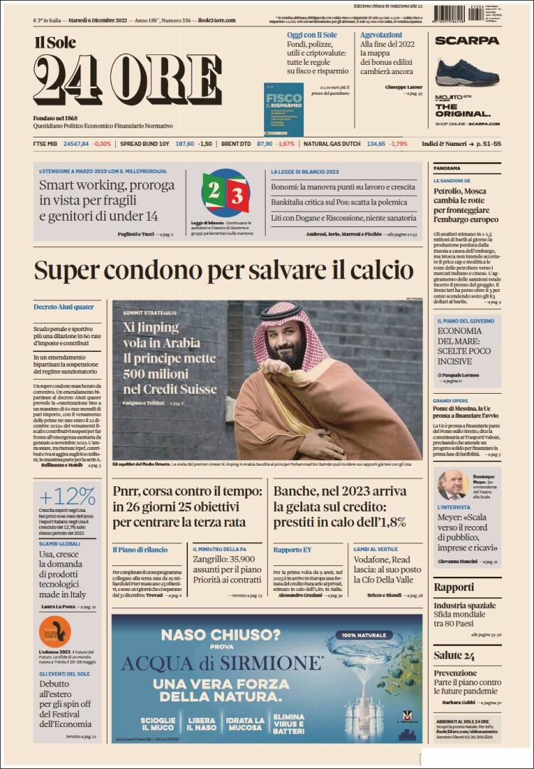 Portada de Il Sole 24 ORE (Italy)