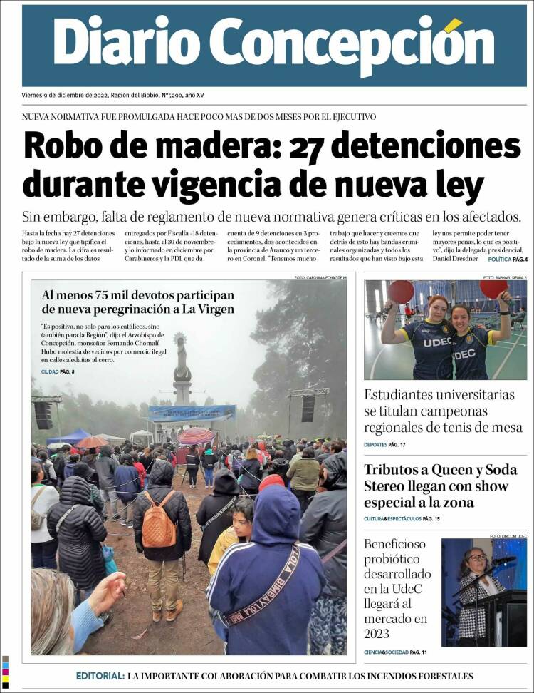 Portada de Diario de Concepción (Chili)
