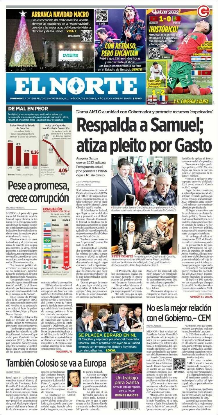 Portada de El Norte (México)