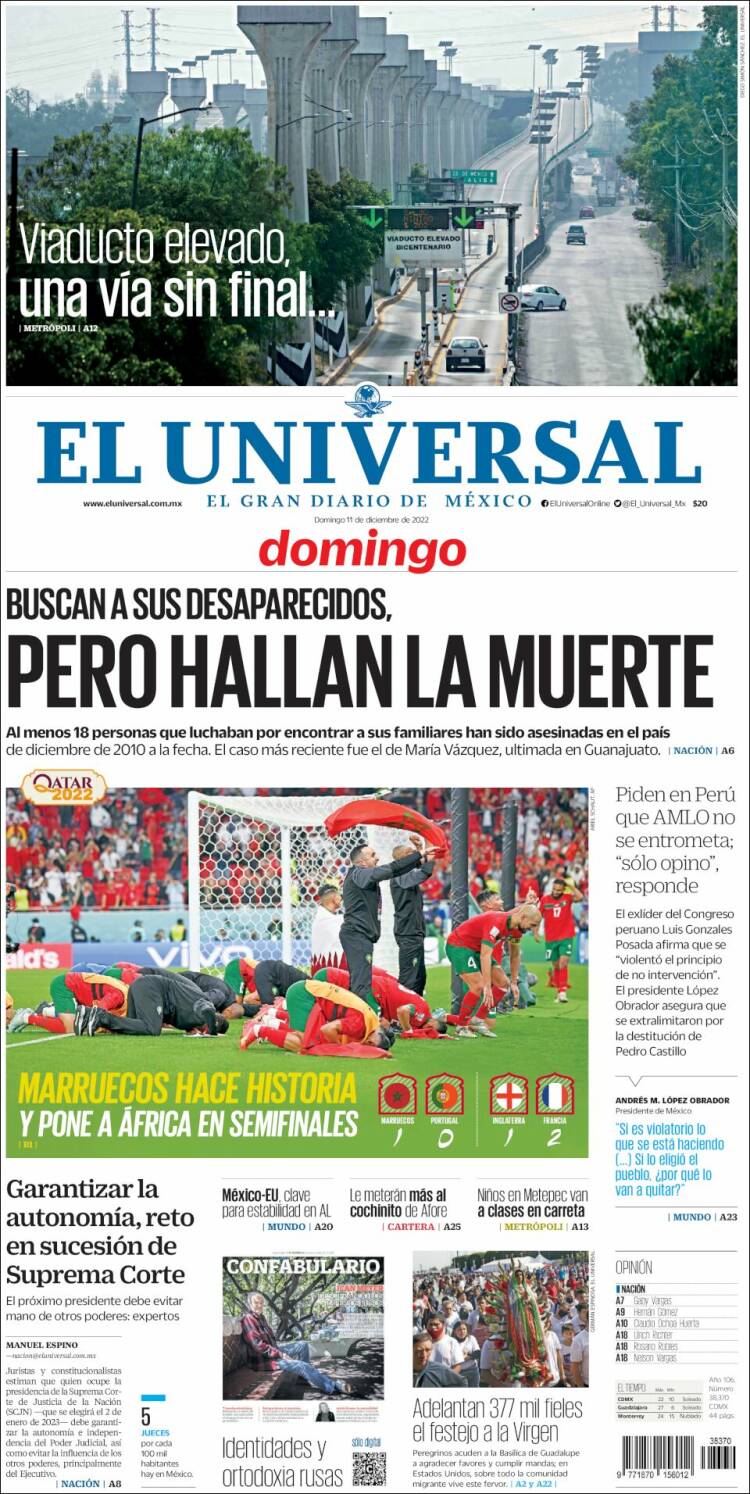 Portada de El Universal (México)