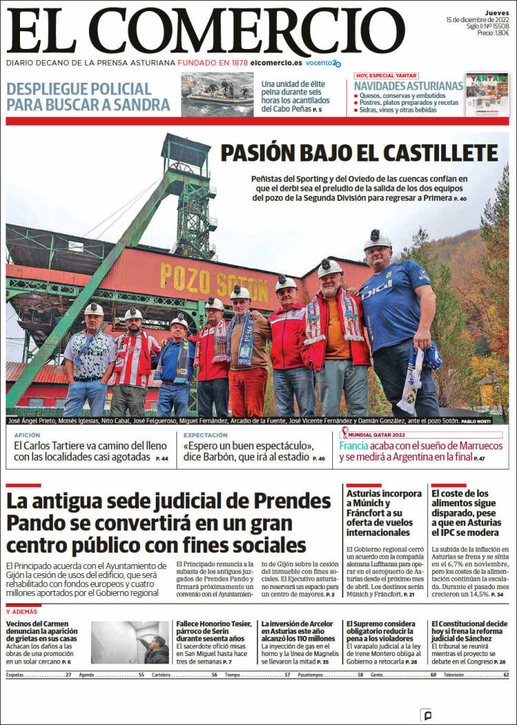 Portada de El Comercio - Gijón (España)