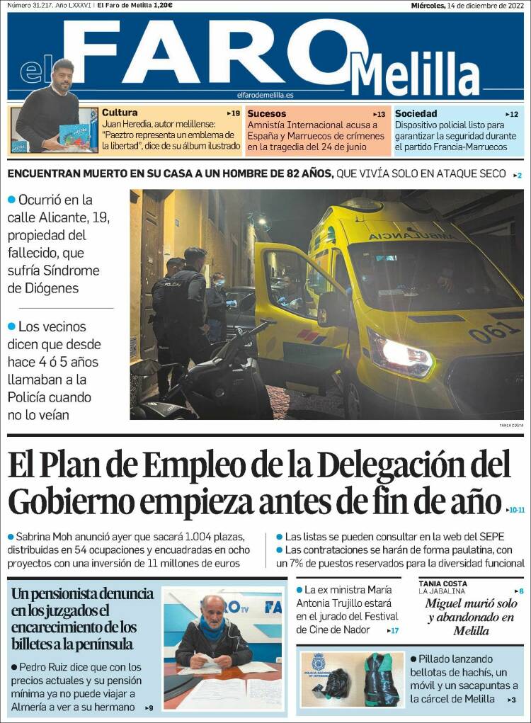 Portada de El Faro de Melilla (España)