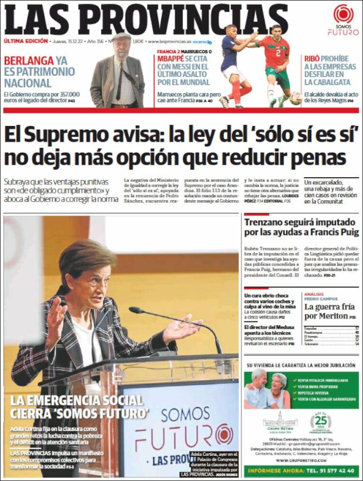 Portada de Las Provincias (España)