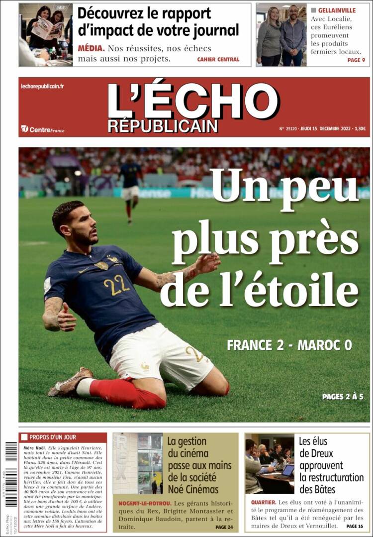 Portada de L'Echo Républicain (Francia)