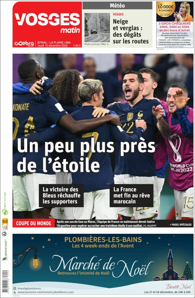 Portada de Vosges Matin (Francia)