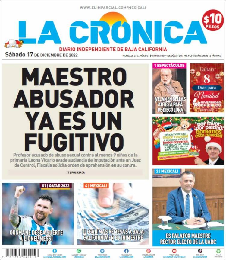 Portada de La Crónica de Baja California (México)