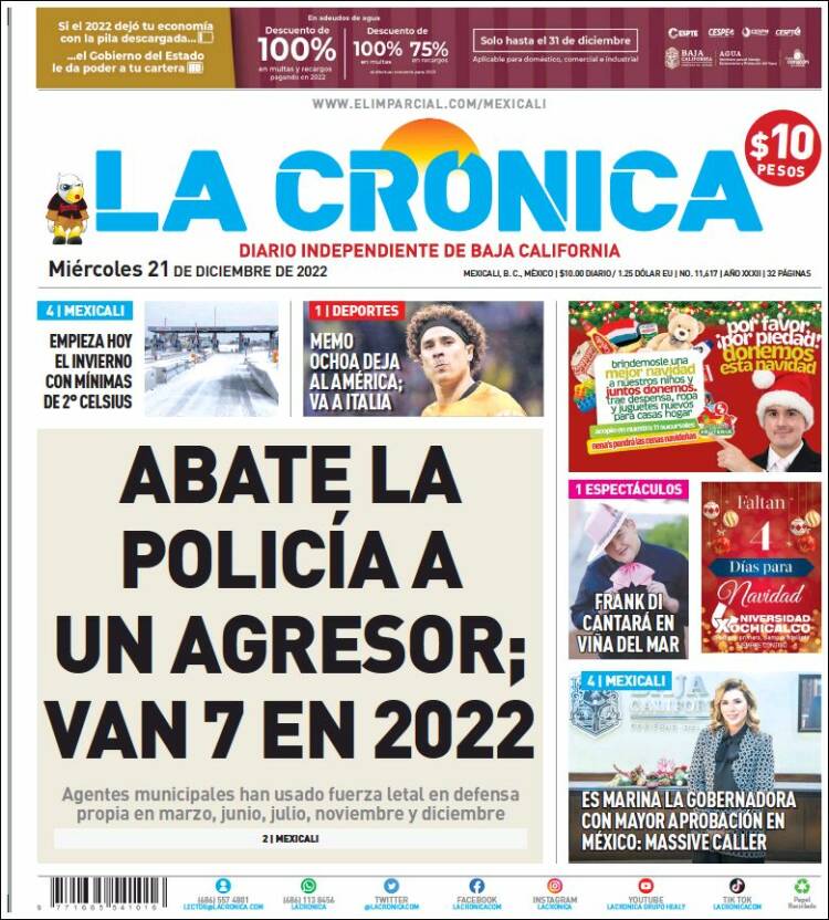 Portada de La Crónica de Baja California (México)