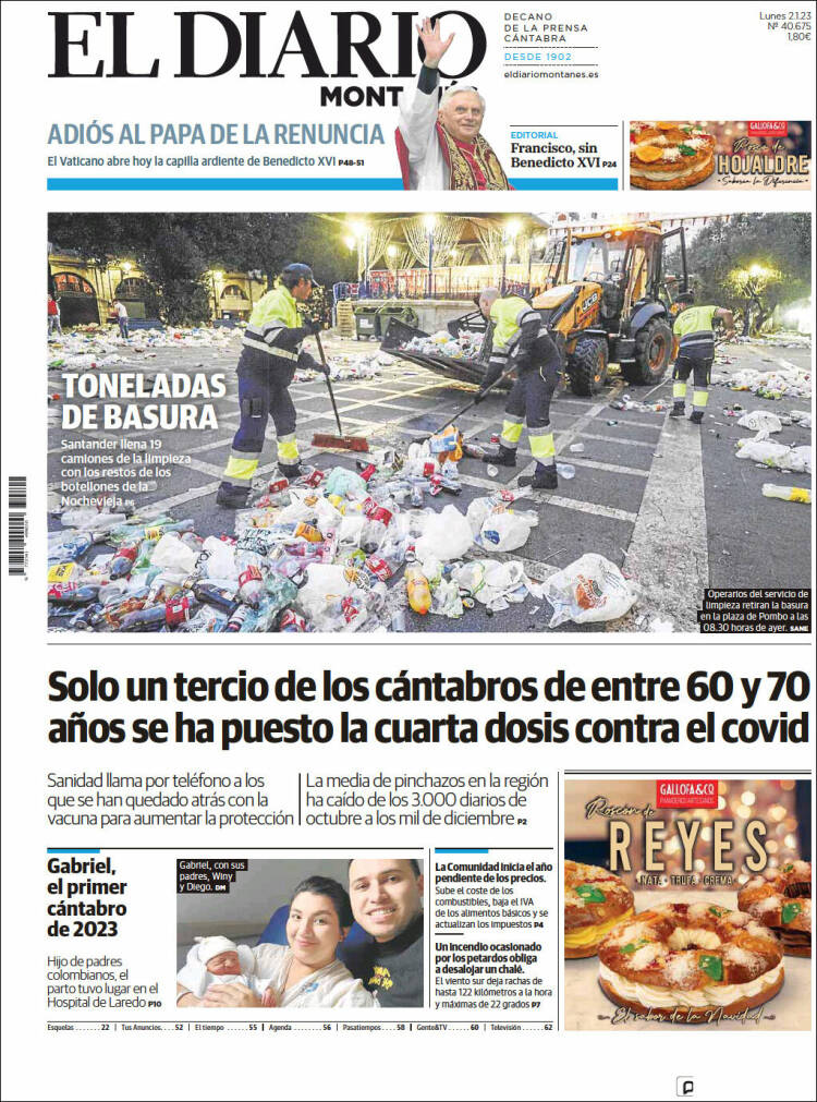 Portada de El Diario Montañés (España)