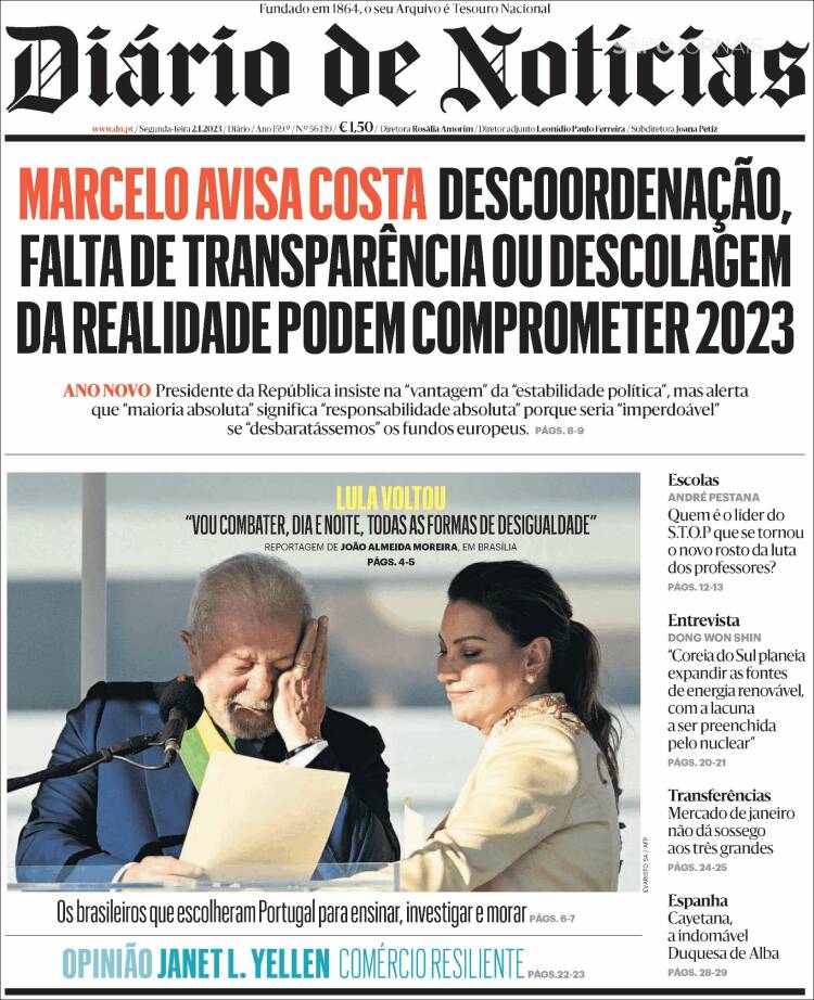 Portada de Diário de Noticias (Portugal)