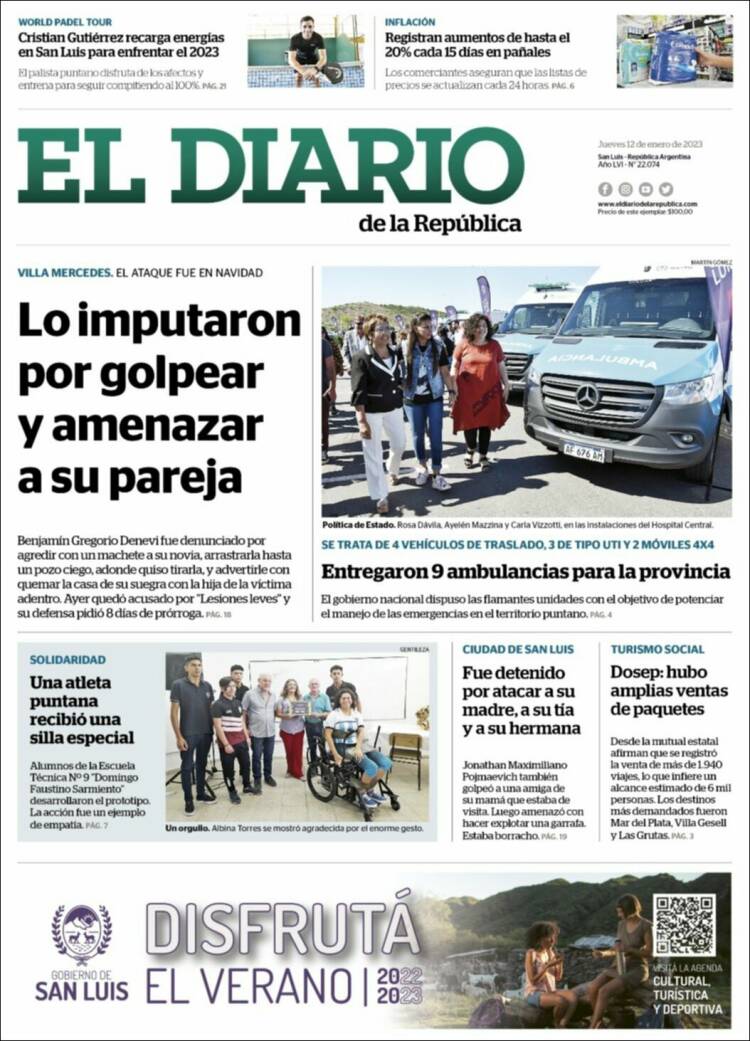 Portada de Diario de la República (Argentina)