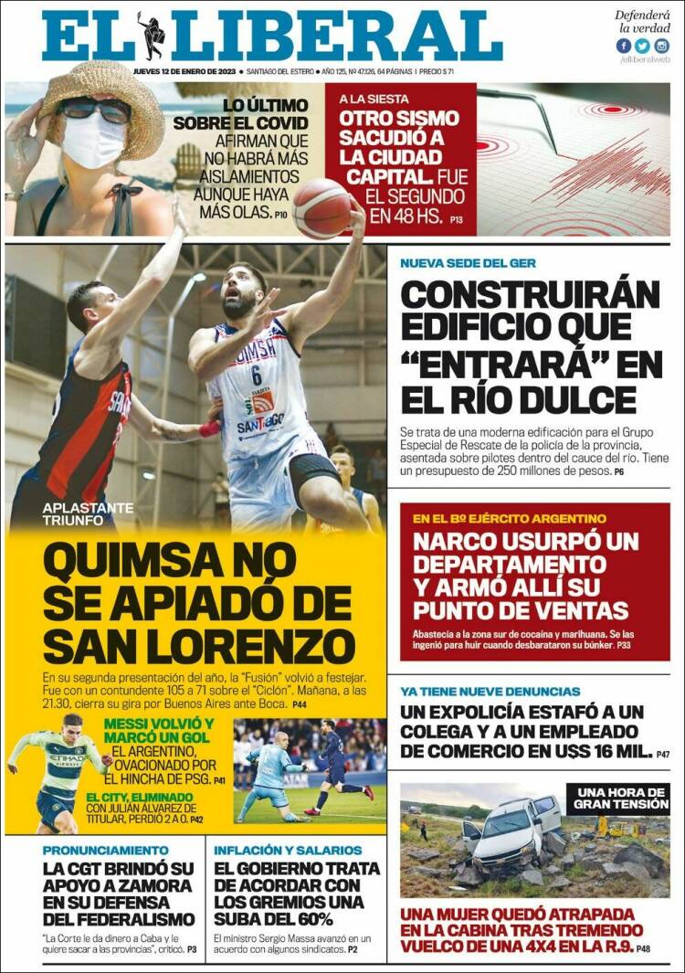 Portada de Diario El Liberal (Argentina)