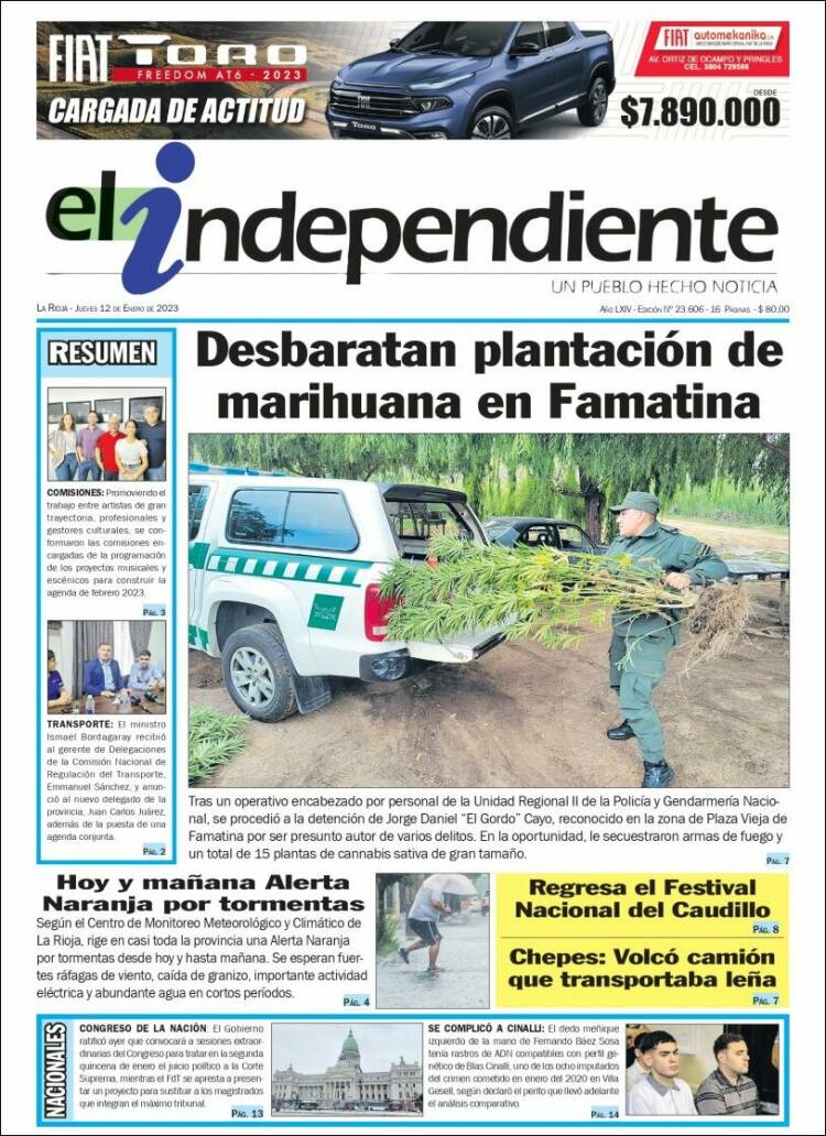Portada de El Independiente (Argentina)