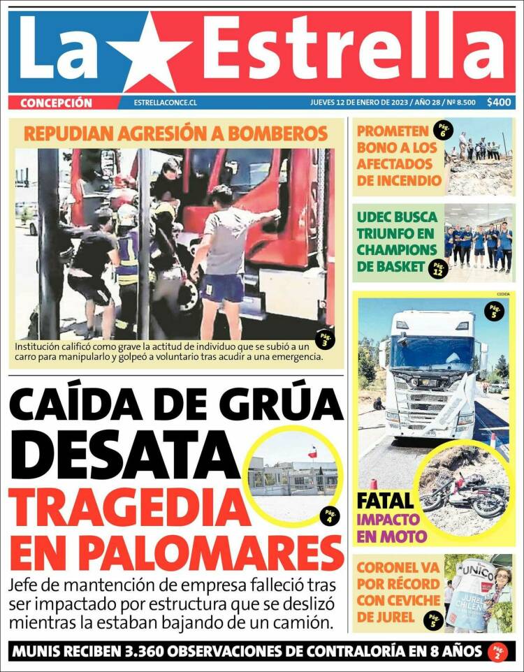 Portada de La Estrella de Concepción (Chile)