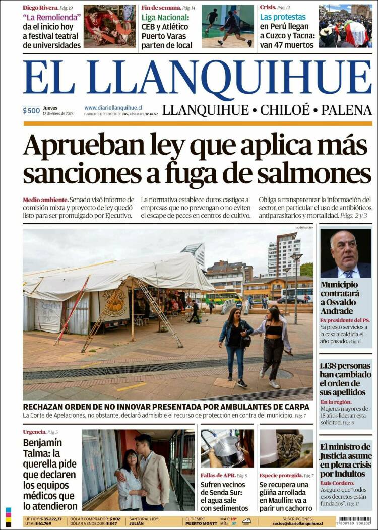 Portada de El Llanquihue (Chile)