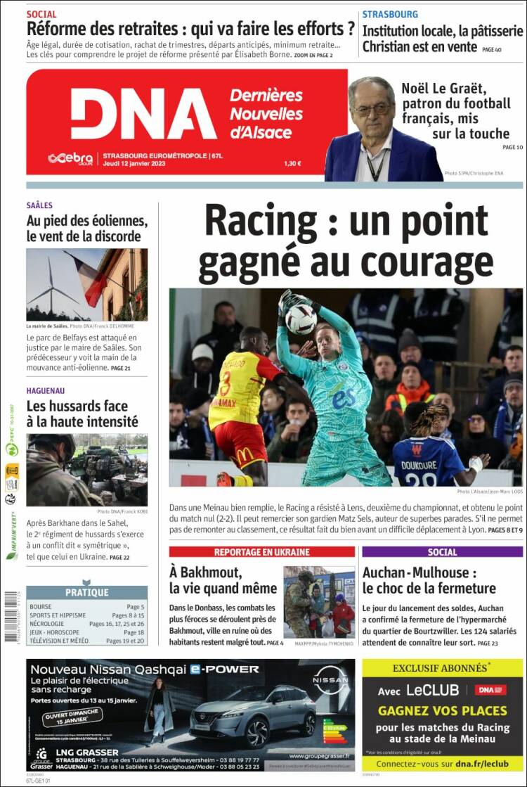 Portada de Les Dernières Nouvelles d'Alsace (Francia)