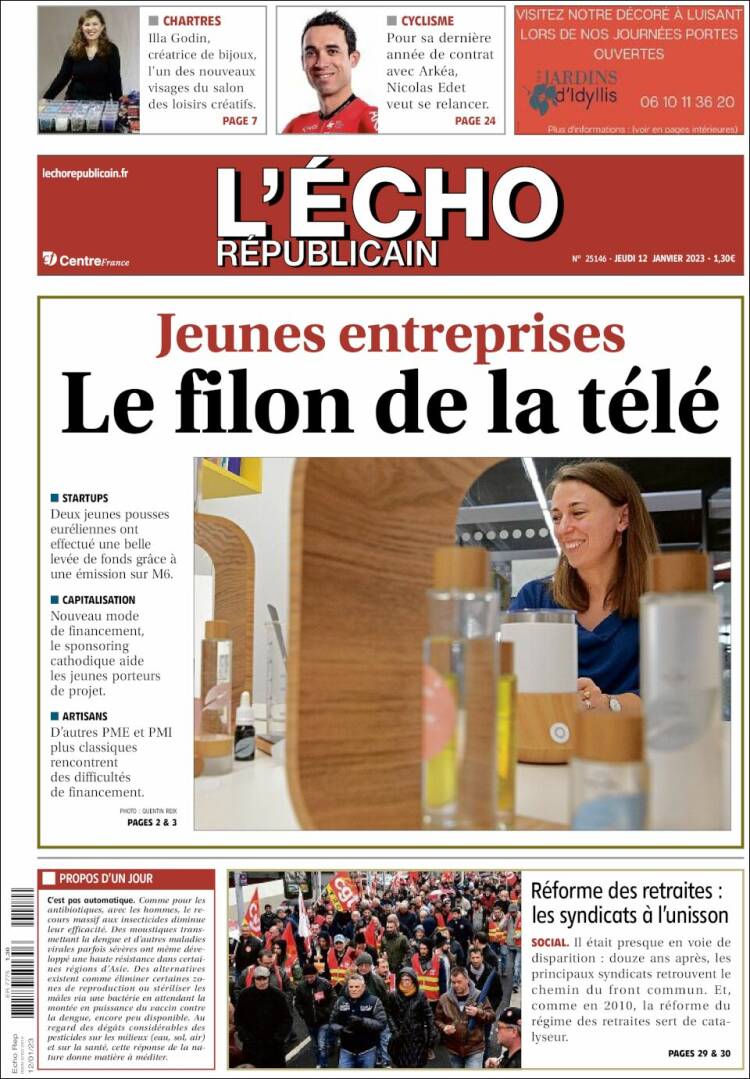 Portada de L'Echo Républicain (Francia)