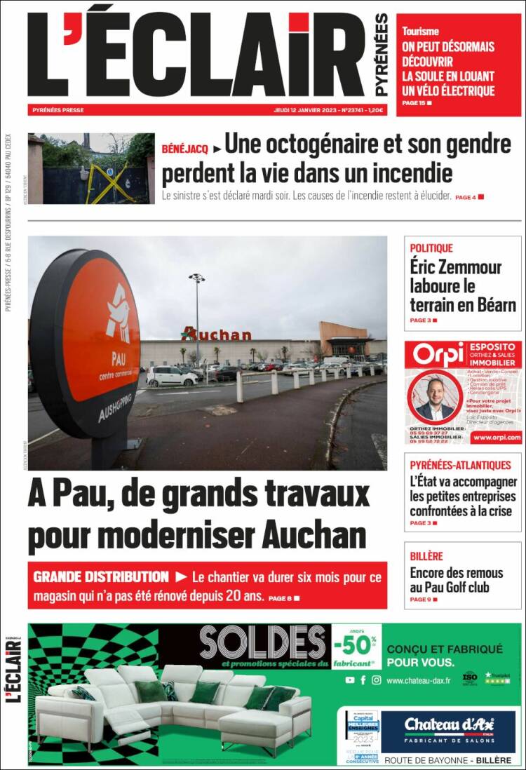 Portada de L'Eclair des Pyrénées (Francia)