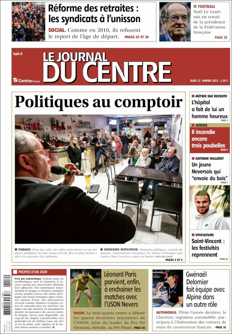 Portada de Le Journal du Centre (Francia)