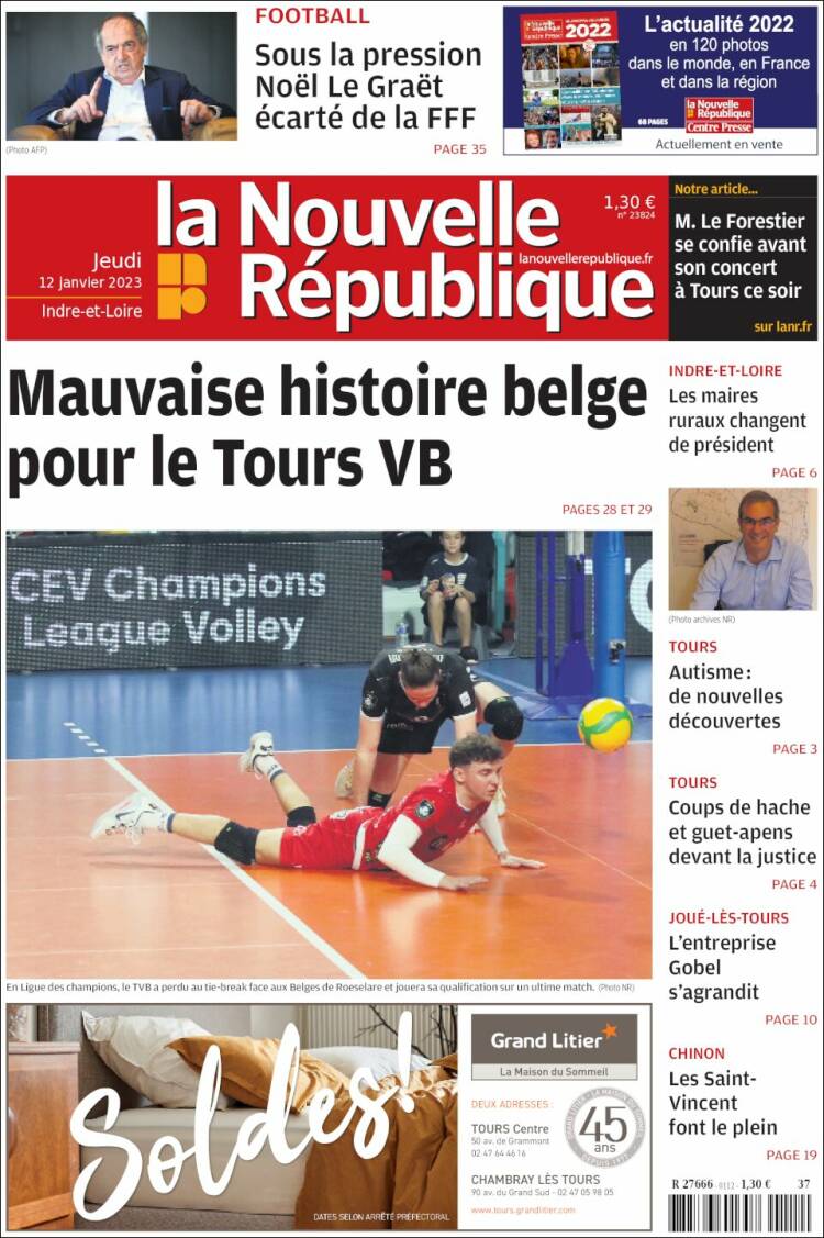 Portada de La Nouvelle Republique (Francia)