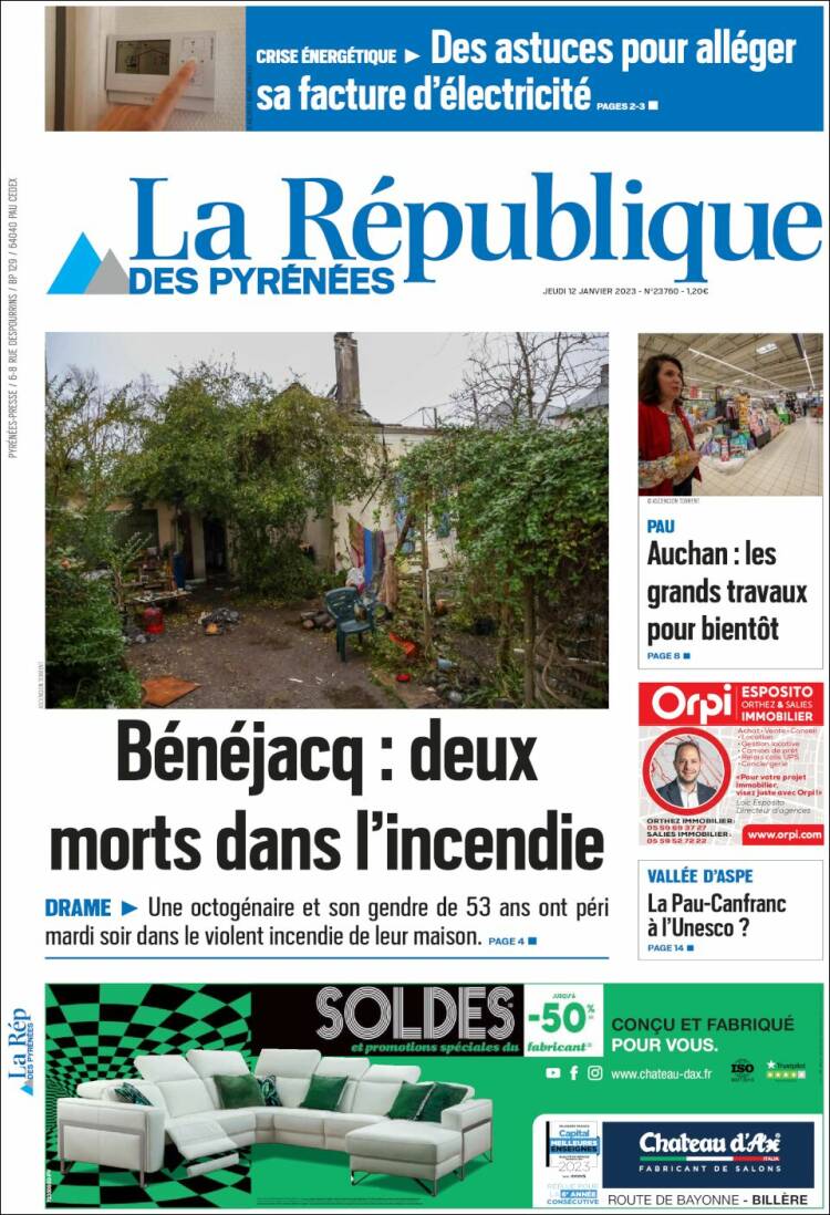 Portada de La République des Pyrénées (Francia)
