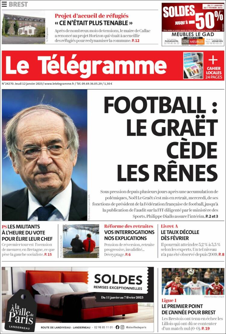 Portada de Télégramme (Francia)
