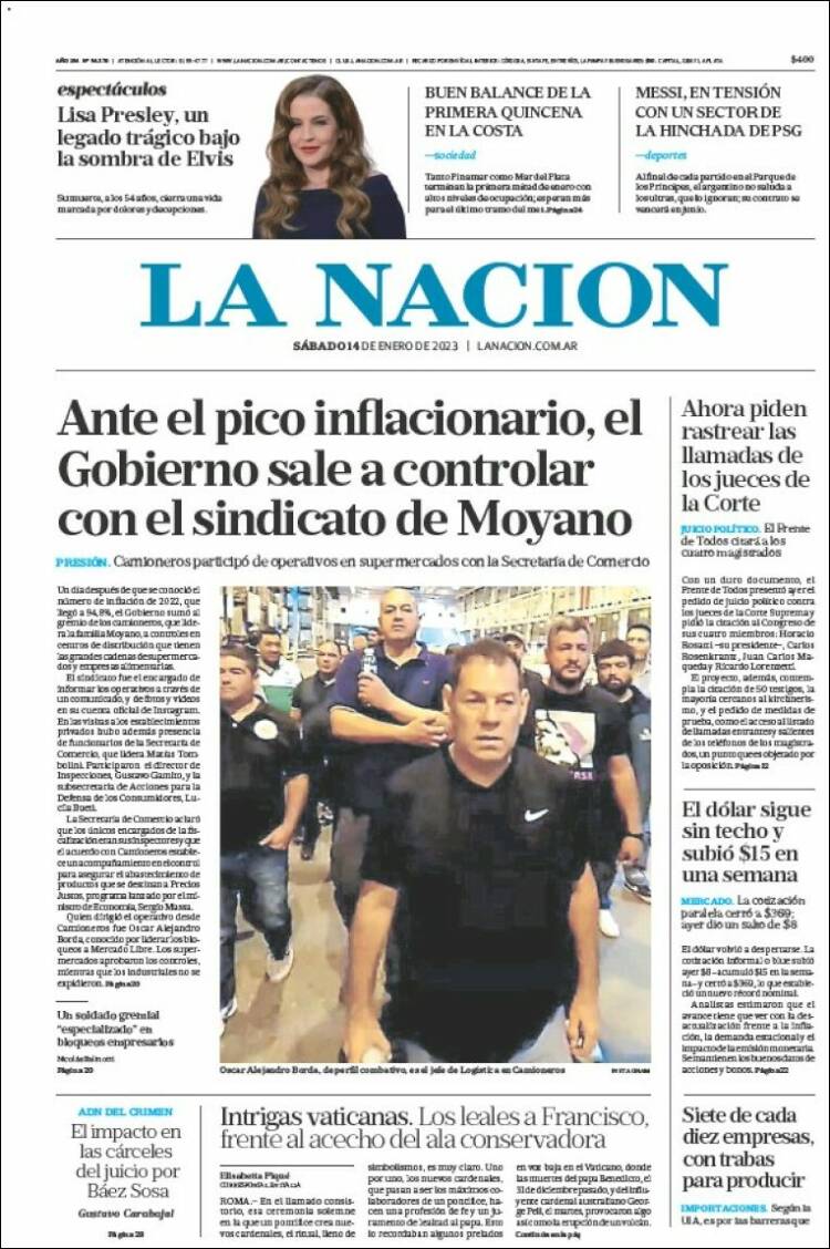 Portada de La Nación (Argentina)