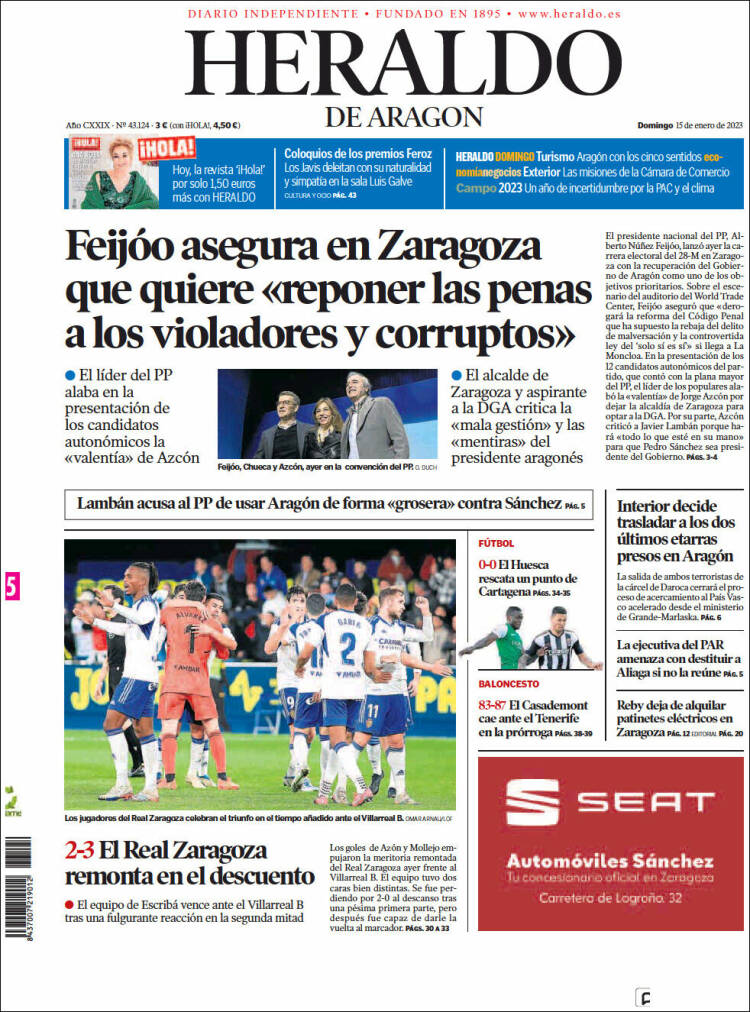 Portada de Heraldo de Aragón (Spain)
