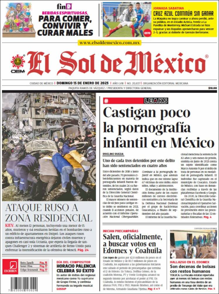 Portada de El Sol de México (México)
