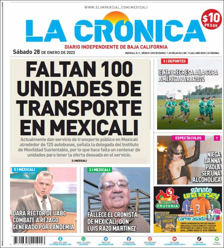 Portada de La Crónica de Baja California (Mexique)